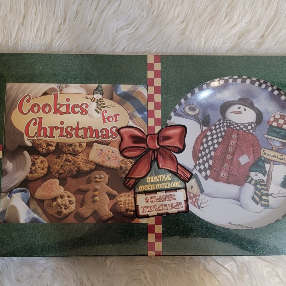 New Seasons Cookies for Christmas Cookbook & Ceramic Keepsake Plate, NOS VTG
